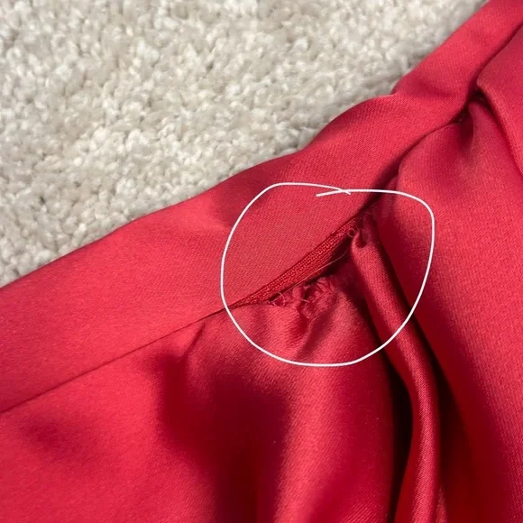 Zara red satin effect one sleeve asymetrical mini dress Sz L NWT - Picture 14 of 16